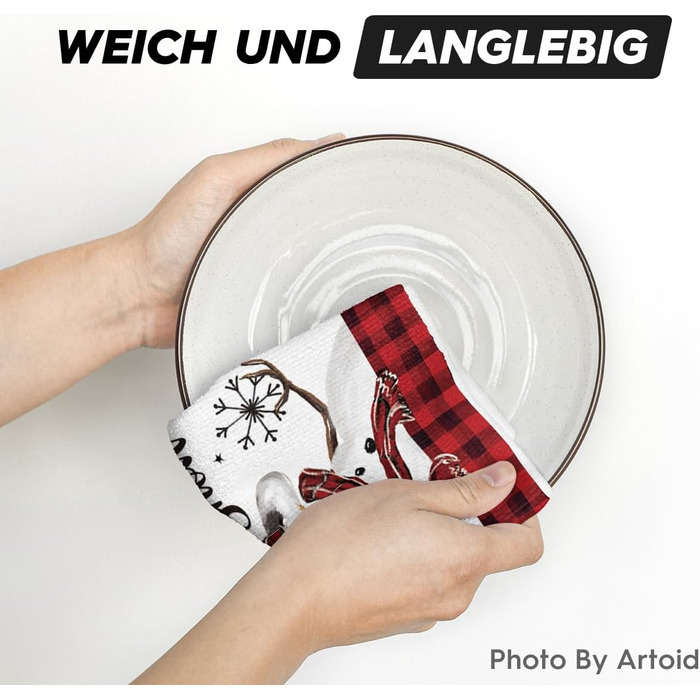 Набор из 4 рождественских кухонных полотенец 42 x 65 см, красный/белый Artoid Mode