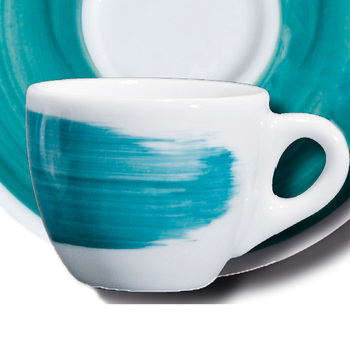 35119 Чашка cappuccino 180 мл Green Teal 'Verona Millecolori Hand Painted Brush stroke B with handle