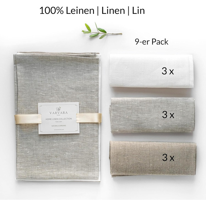 Лляних кухонних рушників Лляні кухонні рушники Кухонні рушники Кухонні рушники 100 льон Кухонний рушник лляний (6 шт. білий і натуральний) (9 шт. білий/натуральний), 6