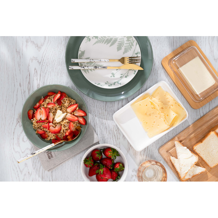 ARDESTO Тарілка обідня Capri, 26.8см, порцеляна, біло-зелений