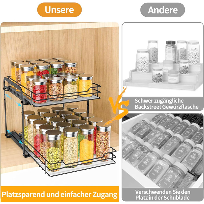 Висувна стійка для спецій дворівнева 23,2 х 26,4 х 23 см MAYZOLOP