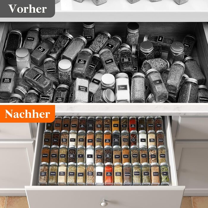 Органайзер для специй раздвижной пластиковый, 36,4 x 66 x 1,65 см, черный Lifewit