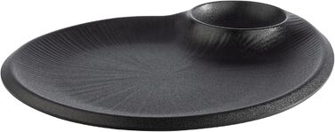Сервірувальна меламінова тарілка 30 x 25 x 2,5 см з вбудованою соусницею, чорна NERO APS