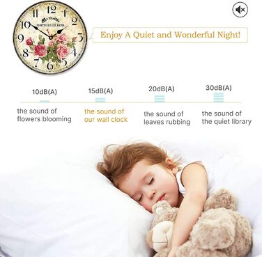 Настінний годинник з французьким ретро-квітковим візерунком Toudorp