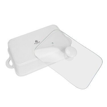 Прямокутна форма для запікання Fissman 27х19х6 см / 1,6 л зі скляною кришкою порцеляна (14156)