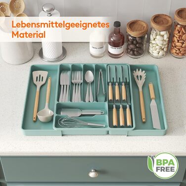 Органайзер для столових приладів 60 х 40 х 4,6 см бірюзовий Lifewit