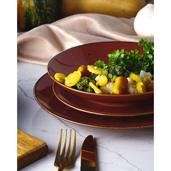 Набор посуды konsimo Combi на 6 персон Набор тарелок ALUMINA Modern 18 предметов Столовый сервиз - Сервиз и наборы посуды - Комбинированный сервиз на 6 персон - Сервиз для семьи - Посуда красочная Столовая посуда (Коттедж Марсала)