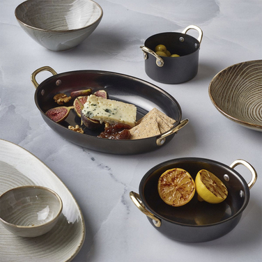 Сковорода для подачи 24.5*17.5 см, 1000 мл, овальная, металлическая, Black Vintage Steel, GenWare