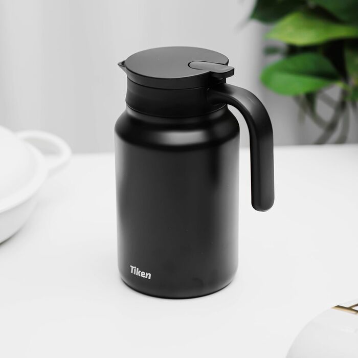 Термоглечик для кави 1,5 л з нержавіючої сталі, матовий чорний Tiken