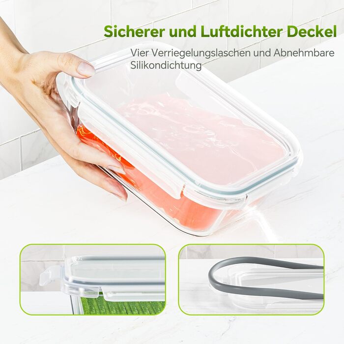 Набір скляні контейнери з кришками, 3 предмети, TUSEASY