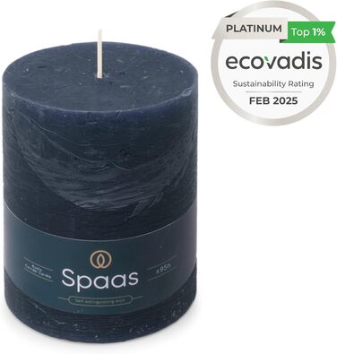 Свічка Spaas Rustic Pillar, 100/130 мм, 95 год, чорна (темно-синя)