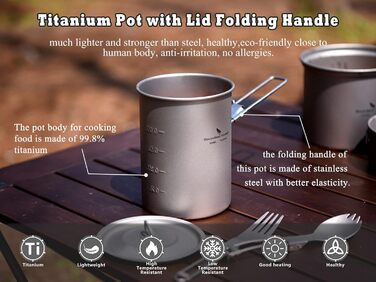 Титановий горщик з кришкою 900 мл. Boundless Voyage