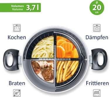 Каструля 3,7 л з ситом-вставкою та скляною кришкою 20 см Cerafit Magic Pot Genius