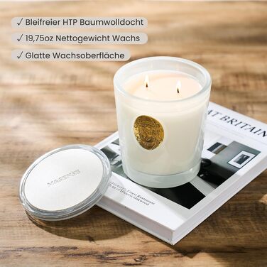 Ароматна свічка M&SENSE Лісова хатина, ароматичні свічки у склянці, натуральна соєва свічка, час горіння 55 годин, подарункові свічки для жінок та чоловіків, подарункова свічка (вершковий ванільний торт, 560 г)