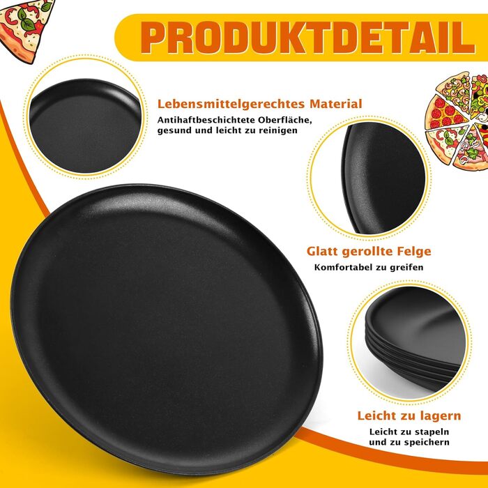 Набір із 4 дек для піци 30 см чорний Onader