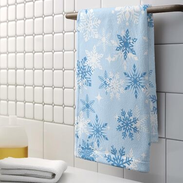 Різдвяні кухонні рушники Kwlegh, рушник для рук, різдвяна ялинка, цукерка-тростина, сніжинка, рушник для пальців, набір з 2 шт. , милий чоловічий банний рушник, високопоглинаючі рушники, 36 x (синя сніжинка)