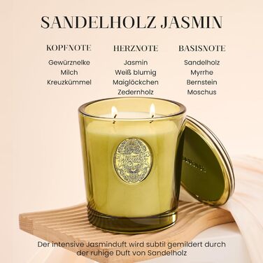 Ароматна свічка M&SENSE Лісова хатина, ароматичні свічки у склянці, натуральна соєва свічка, час горіння 55 годин, подарункові свічки для жінок та чоловіків, подарункова свічка (сандалове дерево та жасмин, 560 г)