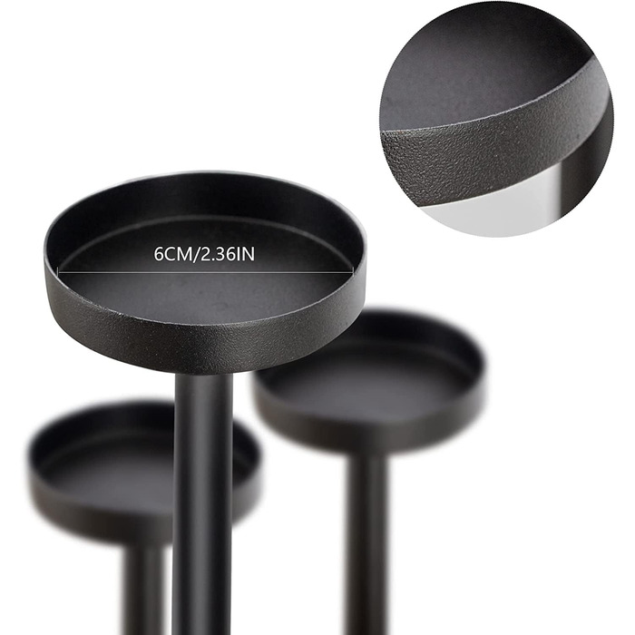 Чорний залізний 9-ручний свічник LANLONG