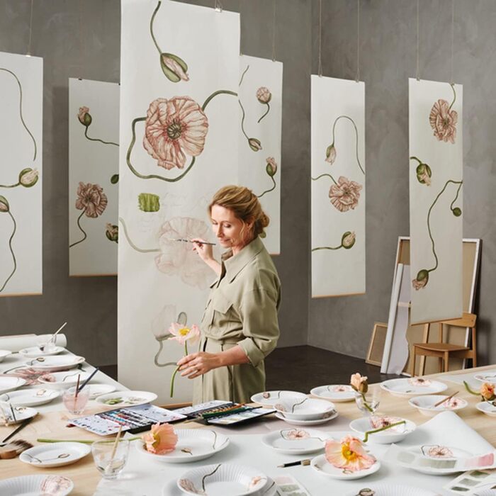 Кухоль 330 мл, білий з акварельним візерунком Poppy Hammershøi Kähler