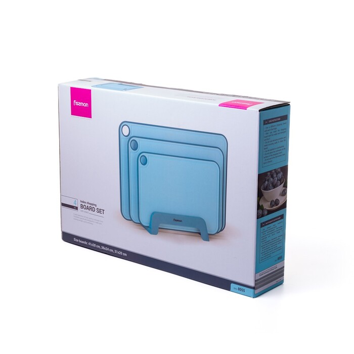 Набір з 3-х обробних дощок Fissman 41х28, 36х24, 31х20, колір СИНІЙ пластик, ТПР (8055)