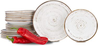 Набор посуды konsimo Combi на 6 персон Набор тарелок ALUMINA Modern 18 предметов Столовый сервиз - Сервиз и наборы посуды - Комбинированный сервиз на 6 персон - Сервиз для семьи - Посуда красочная Столовая посуда (Ностальгия белая)