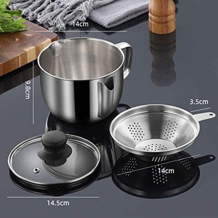 Сепаратор для отделения жира 1 л с крышкой, серебристый SENLUOV