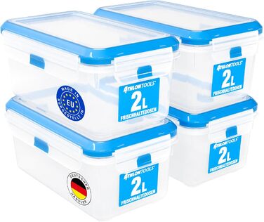 Набір контейнерів для зберігання продуктів ATHLON TOOLS, 4 шт., об&39ємом 3 л, якості для кейтерингу - 100 герметичні та герметичні від -40 до 100 градусів - для всіх продуктів - без BPA - Контейнери для зберігання в холодильнику (2 л Комплект з 4 шт.)