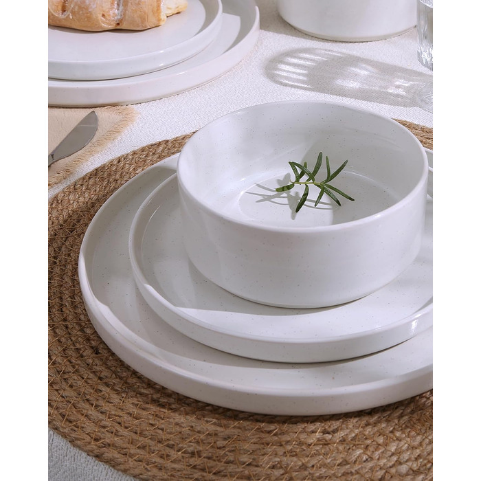 Набір посуду Richmount Nebula для 6 осіб, набір тарілок та мисок із 18 предметів, набір посуду з крапчастої кераміки, можна мити в мікрохвильовій печі та посудомийній машині, сервіз Nebula для 6 осіб (білий, сервіз Nebula для 4 осіб)