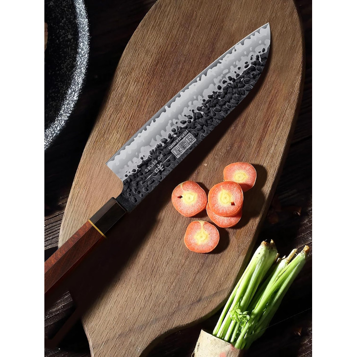 Кухонный нож ручной ковки, лезвие 18 см HOSHANHO Santoku