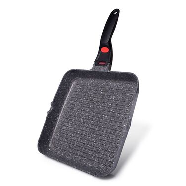 Квадратна сковорідка-гриль 28x4,5 см Fissman LA GRANITE зі знімною ручкою (4628)