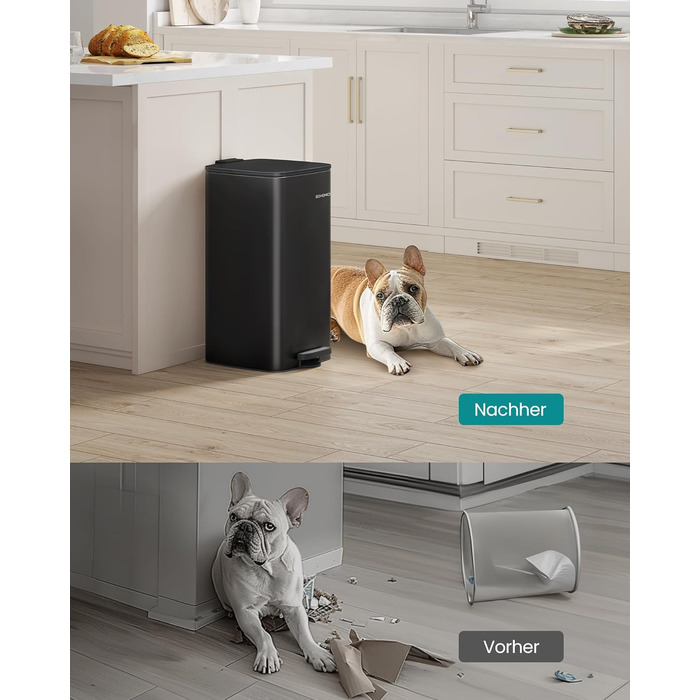 Сміттєвий бак 30 л чорний SONGMICS