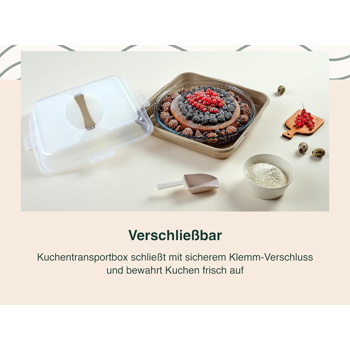 Коробка для транспортування торта з кришкою, капюшоном і ручкою. Коробка для зберігання, контейнер для торта, тарілка для торта, контейнер для торта, коробка для торта, тарілка для торта, начинка для торта, дзвіночок для торта - (зелений, квадратний)