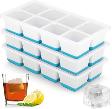 Силіконова форма для кубиків льоду Sinnsally, Набір з 3 формочок для кубиків льоду та льодових кубиків, Кубики льоду з кришками, Кулька для форми для кубиків льоду, Форма для льоду, Контейнер для кубиків льоду, Силіконова форма для кубиків льоду, Форма дл