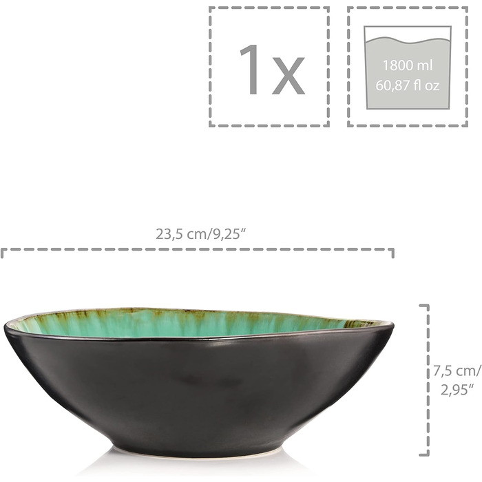 Співачка Набір мисок для макаронних виробів Palm Beach, 4 шт. и, миска для миски, унікальний дизайн, розширюється 1200 мл (салатник )