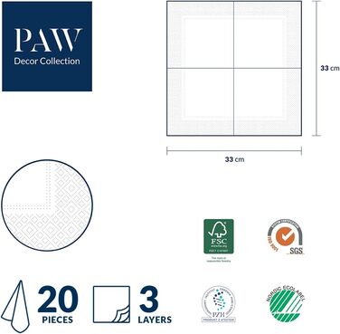 Серветки 3-шарові (33 x 33 см) I 20 шт. I Різнокольорові паперові серветки, ідеальні для різдвяного столу I Серветки - Різдво, зима, зірки, сніг, сніговики I (Подарунки від Санти)