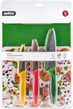 Набор ножей Zyliss E72404 3 шт., 9 см / 10 см / 14 см, зеленый/красный/фиолетовый, набор кухонных ножей Универсальный нож / нож для очистки овощей / нож для очистки овощей / нож для очистки овощей, гарантия 5 лет (набор из 3 ножей и цимбал)