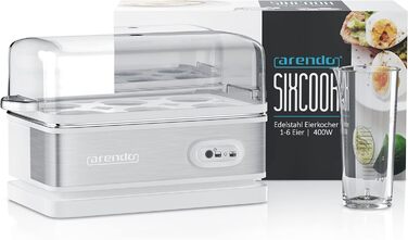 Яйцеварка з нержавіючої сталі з функцією збереження тепла - Перемикач функцій зі світловою індикацією - Ступінь твердості з можливістю вільного вибору - матова нержавіюча сталь - без бісфенолу А - у кольорі Cool Grey (D сріблястий / білий)