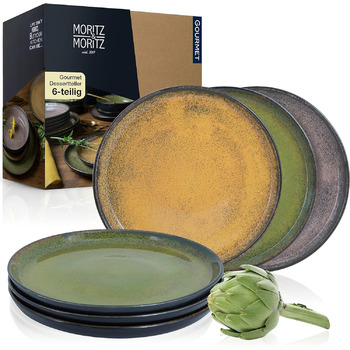 Набір посуду Moritz & Moritz VIDA з 18 предметів 6 осіб Елегантна тарілка, виготовлена з високоякісної порцеляни набір посуду, що складається з 6 обідніх тарілок, 6 десертних тарілок, 6 тарілок для супу (6 маленьких тарілок)