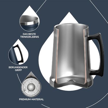 Термокухоль для пива 1 л темно-синій Ideus