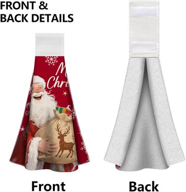 Набір з 2 різдвяних кухонних рушників 31,5 x 34,5 см з петлею для підвішування, Санта Клаус WADORN
