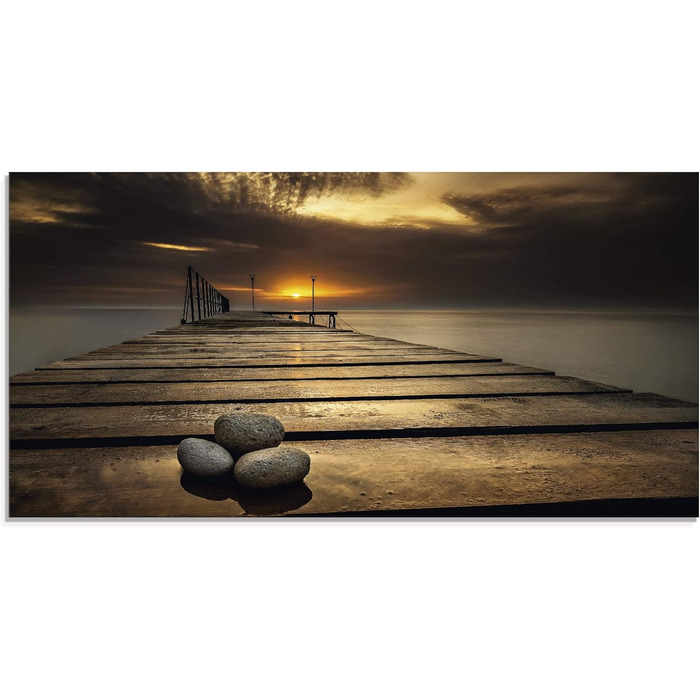 Настінний декор скляні картини настінна картина скляна картина цільна 40x40 см квадрат пляж море сонце карибський басейн природа пейзаж узбережжя схід сонця морський S7LE (Чорне море, 100Д x 50Ш см)