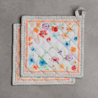 Рукавички для духовки Maison d&39 Hermine, підставки для каструль, 100 бавовна, термостійкі кухонні рукавички, рукавички для духовки (19 см x 33 см) та підставки для каструль (20 см x 20 см) для приготування їжі, Morzine - рукавички для духовки (19 x 33 с