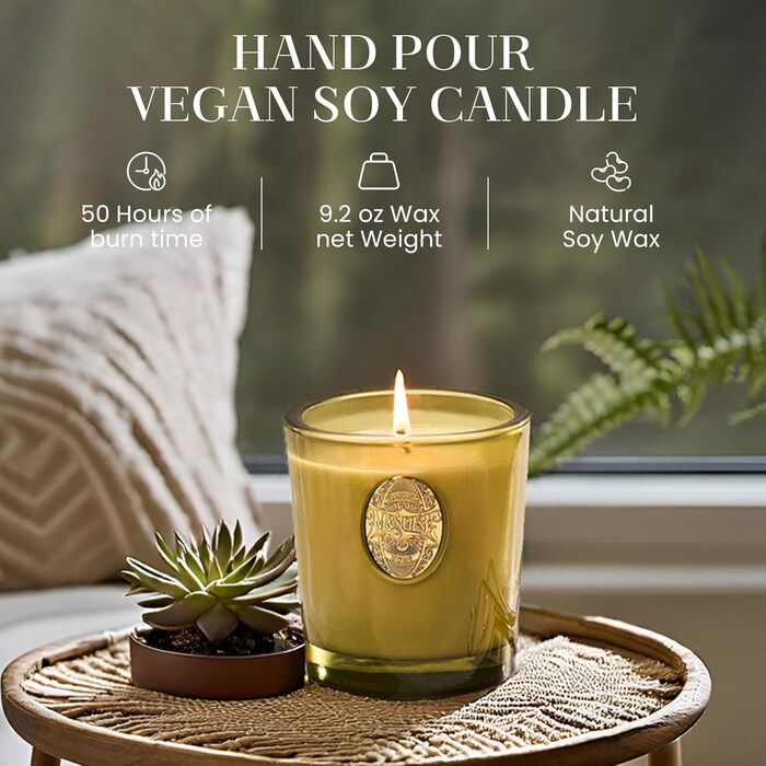 Ароматна свічка M&SENSE Лісова хатина, ароматичні свічки у склянці, натуральна соєва свічка, час горіння 55 годин, подарункові свічки для жінок та чоловіків, подарункова свічка (сандалове дерево та жасмин, 260 г)