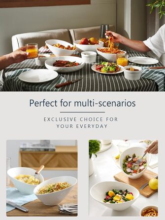 Салатник керамічний 770 мл, набір 2 предмети, білий Dowan