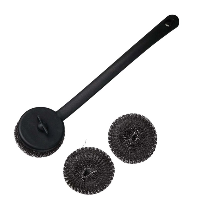 Кругла щітка із металевою губкою для гриля Santos