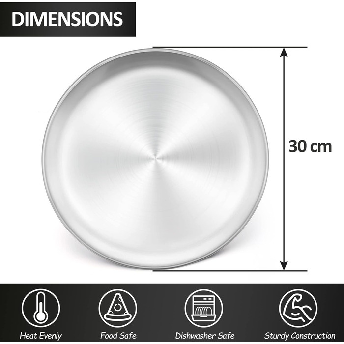 Круглый противень для пиццы Herogo из нержавеющей стали, 30,5 см, набор из 2 шт., большая здоровая тарелка для пиццы для духовки, выпечки, сервировки, можно мыть в посудомоечной машине 2 12 дюйма