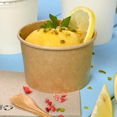 Картонні стаканчики для морозива 400 мл - Одноразові стаканчики без пластику та біорозкладні - Десертні миски на винос (коричневі, 200 мл (50 шт. )), 50 шт.