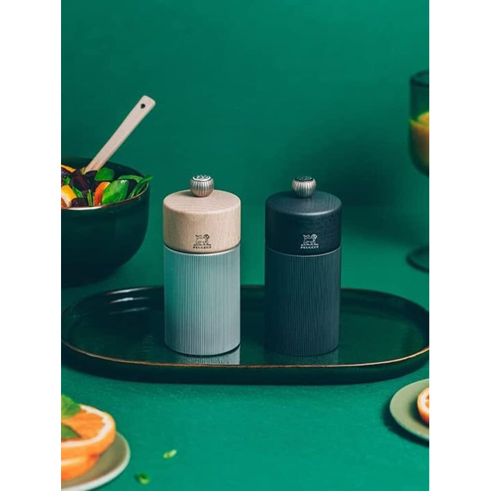 Перцева лінія 12 см Чорний перець - Класичне регулювання помелу - Алюміній і дерево з ущільненням PEFC - Карбонові кольори (один розмір, натуральні кольори - 18 см)