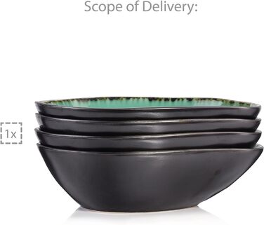 Співачка Набір мисок для макаронних виробів Palm Beach, 4 шт. и, миска для миски, унікальний дизайн, розширюється 1200 мл, макарони 4 шт.