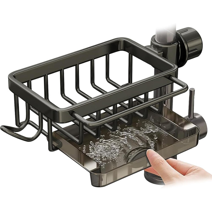 Органайзер для раковини LACEEZEN, Тримач для губки для кранів діаметром 1,78-2,8 см, Круглий, Компактний тримач для рушників для кухні, Органайзер (сірий, лівий)